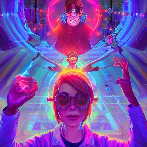 Image similar to skill magic geek inside matrix deepdream radiating a glowing aura stuff loot legends stylized digital illustration video game icon artstation lois van baarle, ilya kuvshinov, rossdraws,