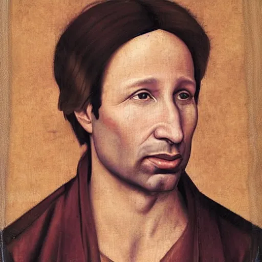 Image similar to a renaissance style portrait painting of David Duchovny