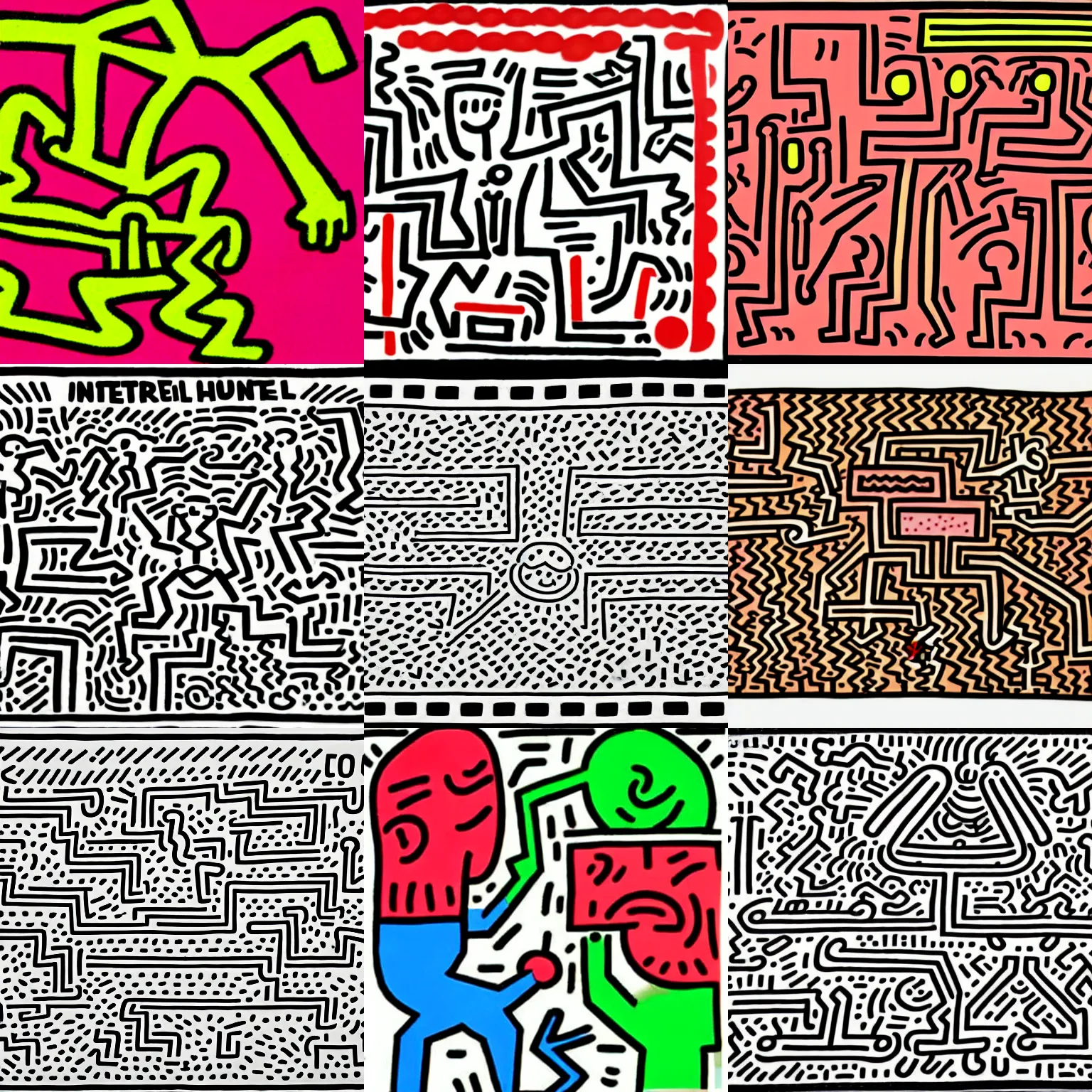 Prompt: the internet in the style of keith haring