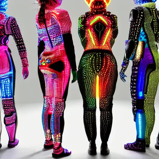 Image similar to elaborate, diverse cybersuits, from behind, birthing rituals, wide wide angle, vivid, elaborate, highly detailed, beautiful lighting