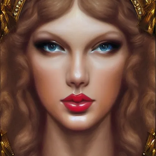 Prompt: baroque style painting of taylor swift, portrait, symmetrical features, perfect,