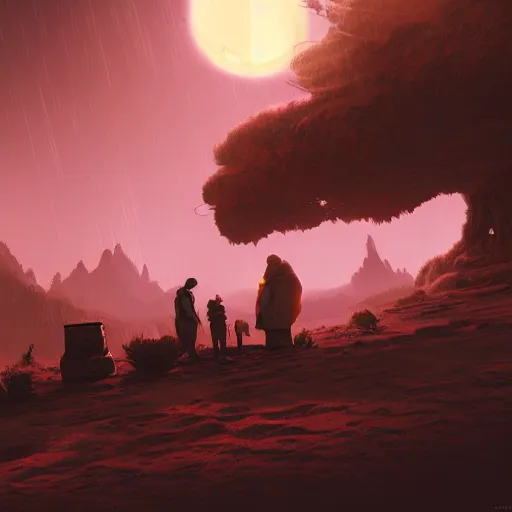 Image similar to interloper gifting units ( or cash ) to newcomer on a palmbeach planet in no man's sky digital art in the style of greg rutkowski and craig mullins, 4 k