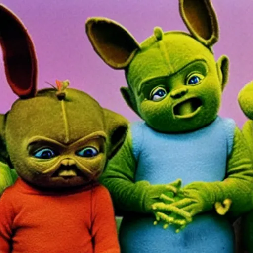 Image similar to Gremlin Teletubbies