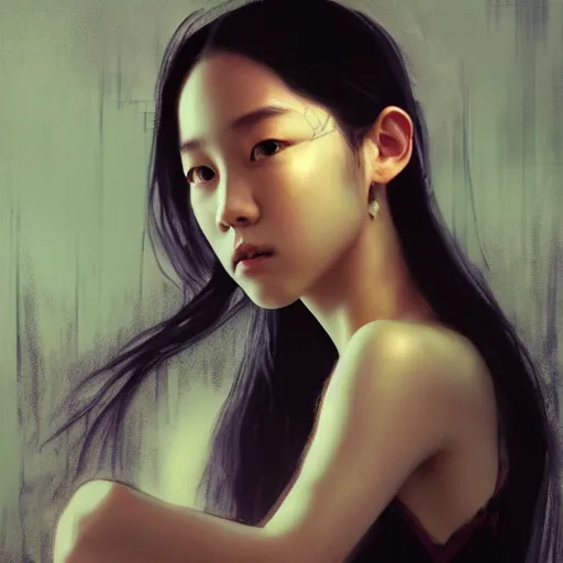 Image similar to jisoo of blackpink, hyperrealistic portrait, bladerunner street, art of elysium by jeremy mann and alphonse mucha, fantasy art, photo realistic, dynamic lighting, artstation, poster, volumetric lighting, very detailed face, 8 k, award winning