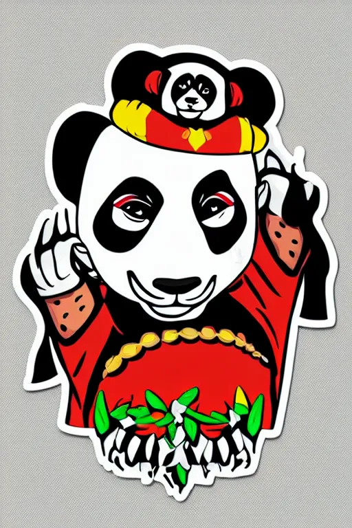 Prompt: Portrait of a panda as a Mexican wrestler, sticker, colorful, illustration, highly detailed, simple, smooth and clean vector curves, no jagged lines, vector art, smooth