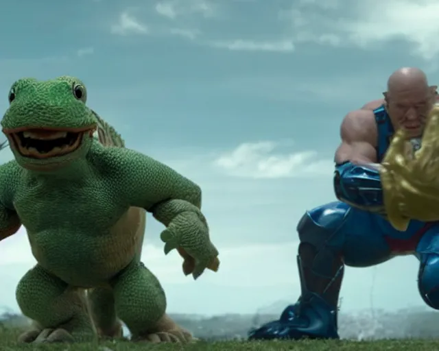 Image similar to a still of King Koopa in avengers(2012), cinematic shot