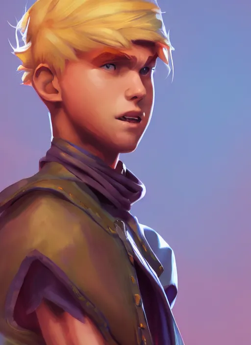 Prompt: An epic fantasy comic book style portrait painting of a young blonde boy thief in the style of pokemon, unreal 5, DAZ, hyperrealistic, octane render, cosplay, RPG portrait, dynamic lighting