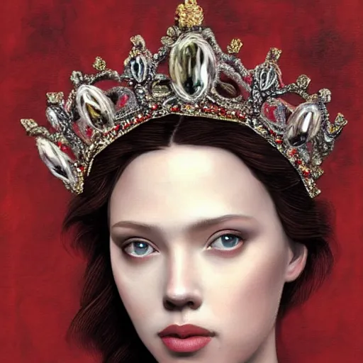 Image similar to renaissance painting scarlett johannson wearing a crown, detailed, artstation, trending, detailed