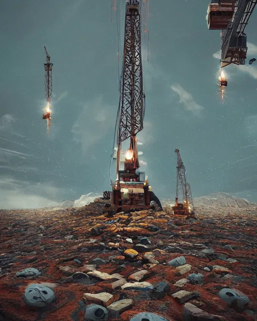 Prompt: the spirit of mother nature screams out in agony. drilling rigs bore into the earth in the background. wide shot, detailed, sharp, 8 k, digital art by beeple.