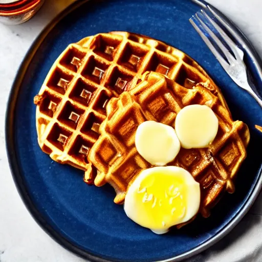 Image similar to golden eggo waffle on a plate