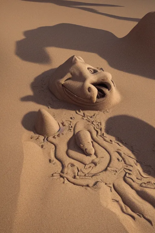 Image similar to a detailed sand demon in the shape of a cat, unreal engine 5, by john william waterhouse and erwin, hyper realism, artistic, dramatic lighting