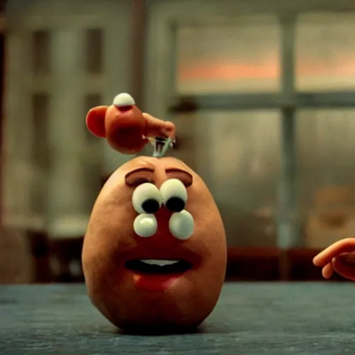 Prompt: mr potato head time bomb, in the cinematic style of diehard, tense