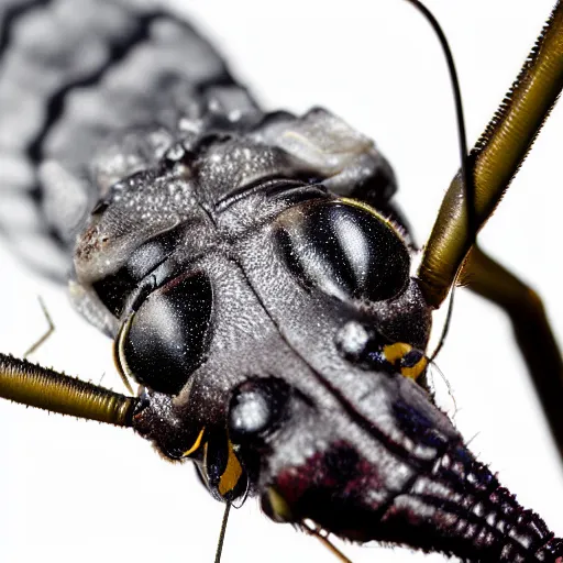 Prompt: macro close - up of a giraffe weevil bug. extremely detailed 8 k photo.