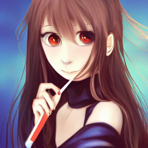 portrait of a cute girl holding a knife, anime digital | Stable ...