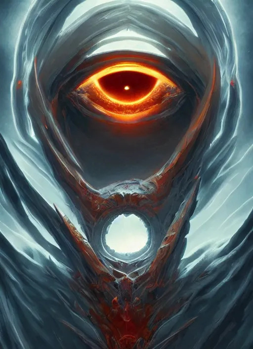 Image similar to symmetry!! the eye of a fiery demon in heaven, highly detailed, perfect lighting, perfect composition, 4 k, artgerm, derek zabrocki, greg rutkowski