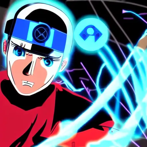 Image similar to mr beast using rasengan against a robot