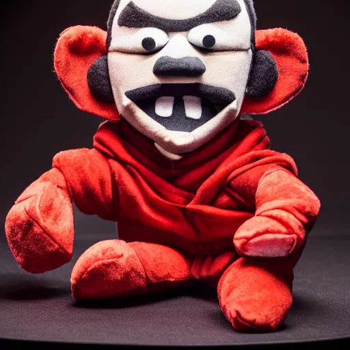 Image similar to studio portrait still of!!!!! darth maul!!!!!! plush toy, puppet, muppet show, 8 k, studio lighting, key light,