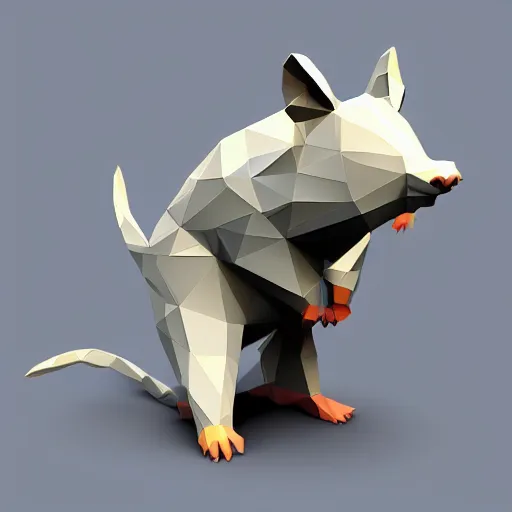 Prompt: low poly spinning rat