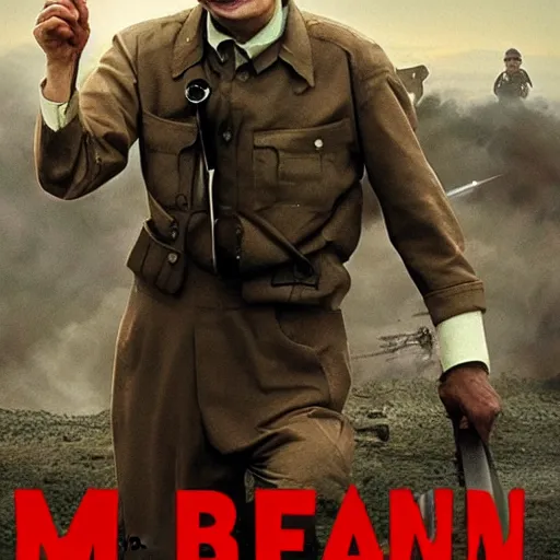 Prompt: mr bean as funny epic war hero, movie poster, 8 k hd,