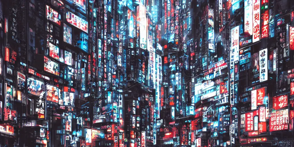 Prompt: sparsely populated cyberpunk Tokyo by kirokaze
