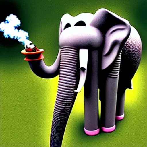 Image similar to an elephant smoking weed and getting high