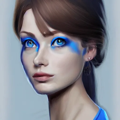 Prompt: Queen portrait blue eyes 👸👑 style tatiana fonti trending of artstation and deviantart
