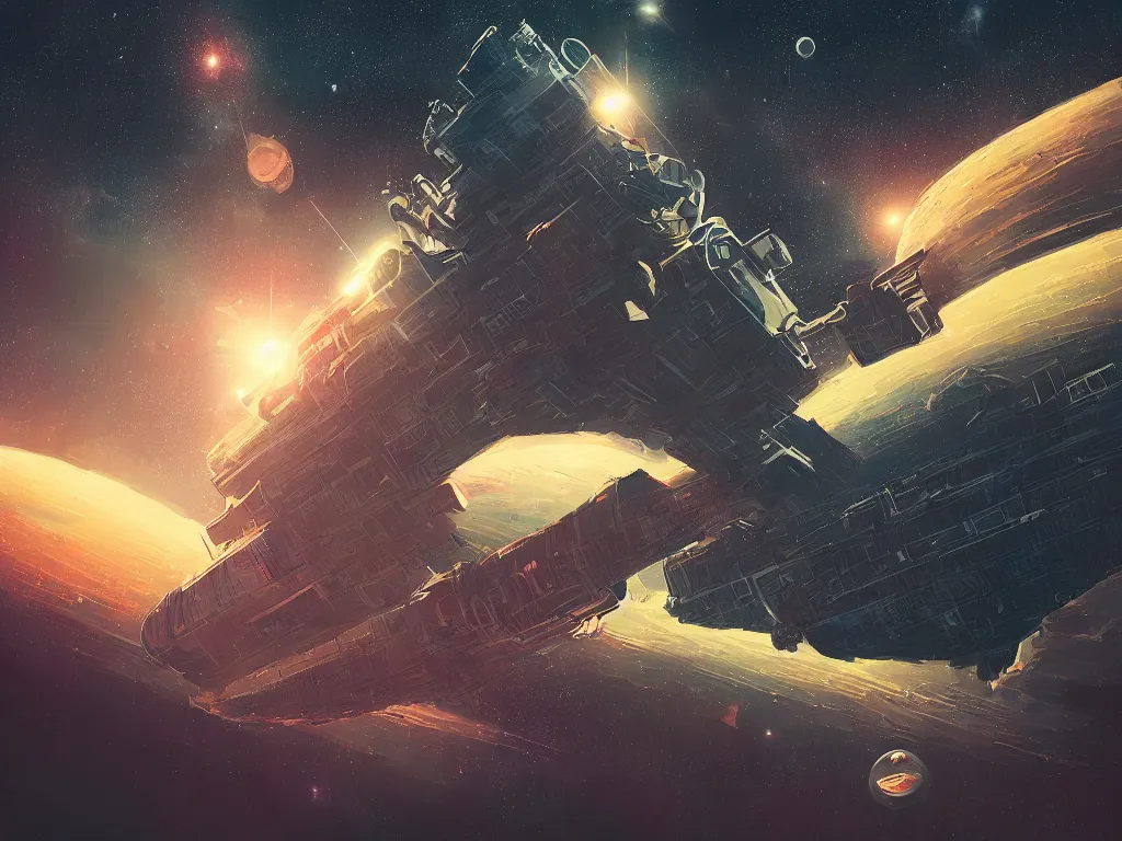 Prompt: a deep space space station by alena aenami, petros afshar
