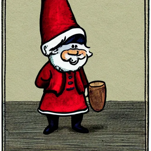 Image similar to illustration of a knome by Rien Poortvliet in the style of Rien Poortvliet