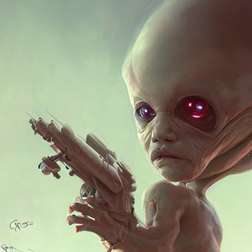 Image similar to baby alien, by greg rutkowski