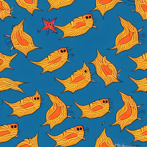 Prompt: seamless pattern, cartoon catfish
