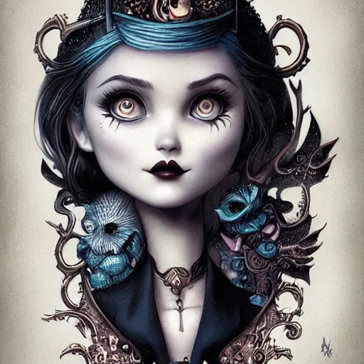 Image similar to Lofi portrait Pixar style by Joe Fenton and Stanley Artgerm and Tom Bagshaw gothic