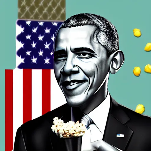 Image similar to barack obama pooping pop corn, super realistic, 4 k, award winning