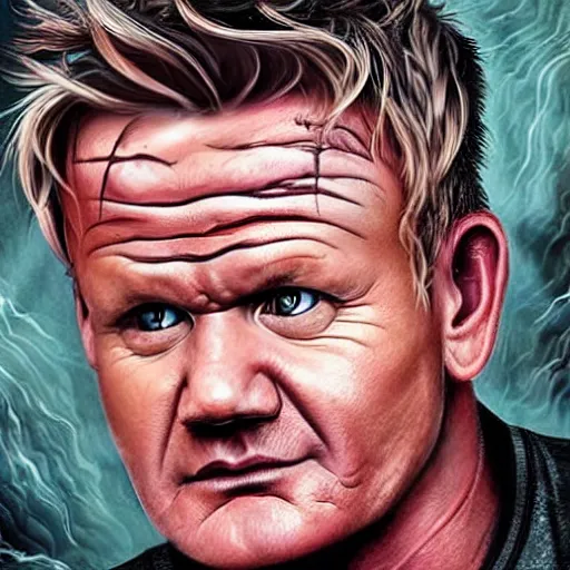 Image similar to gordon ramsay turning into a horrible horrific cthulu lovecraftian monster in the style of greg rutkowski