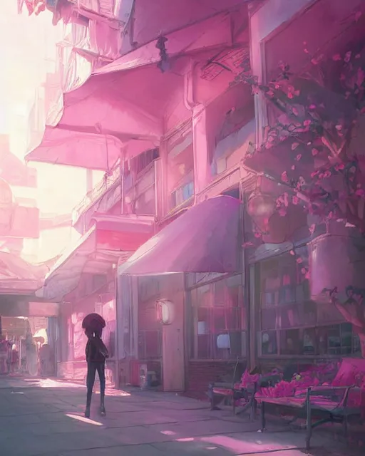 Prompt: a pink scene, everything is pink, perfect pink shading, pink atmospheric lighting, by makoto shinkai, stanley artgerm lau, wlop, rossdraws