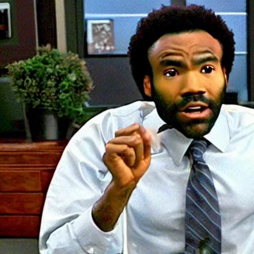 Image similar to a tv still of donald glover starring in the office ( 2 0 0 5 )