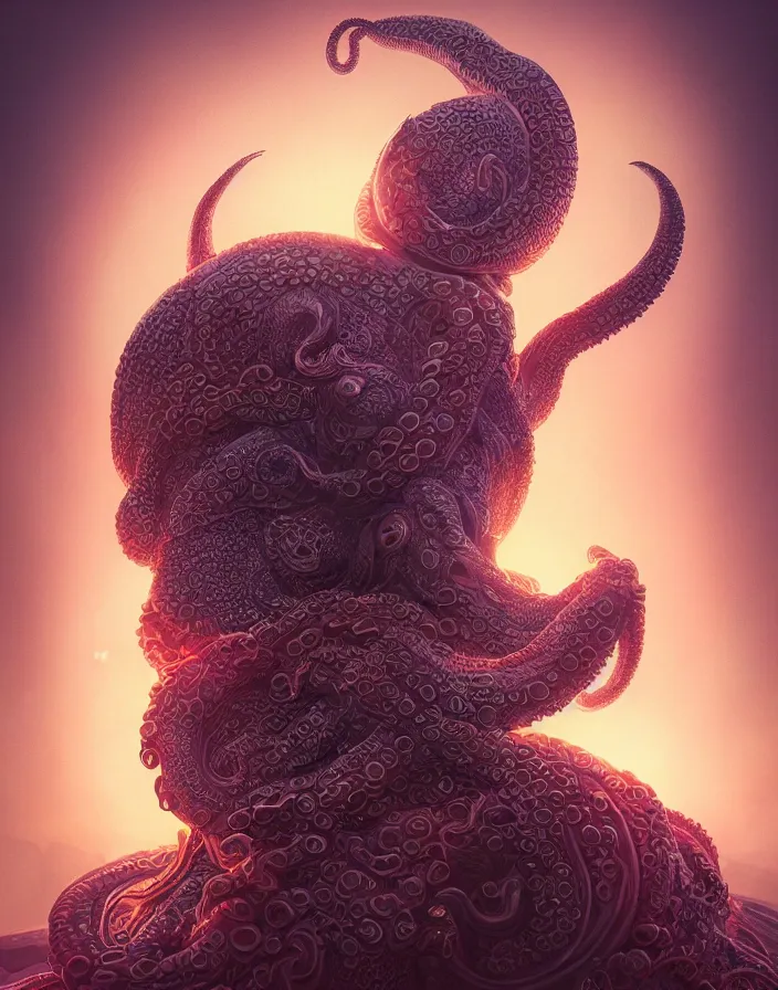 Image similar to goddess portrait. octopus phoenix head. intricate artwork by Tooth Wu and wlop and beeple and dan mumford. octane render, trending on artstation, greg rutkowski very coherent symmetrical artwork. cinematic, hyper realism, high detail, octane render, 8k, depth of field, bokeh