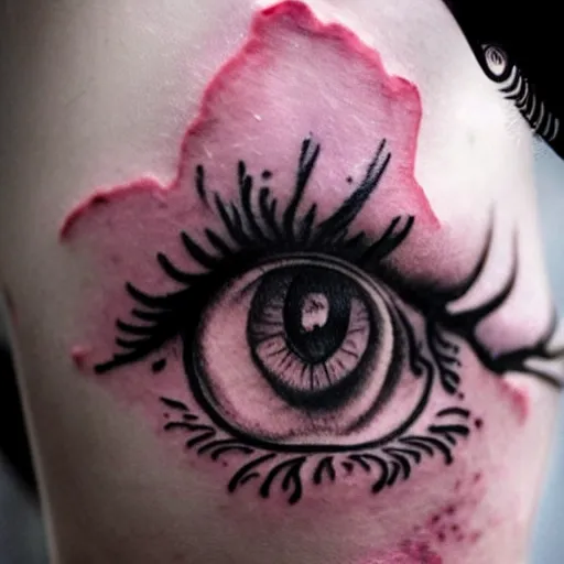 Image similar to double exposure hand tattoo of a crying eye, watercolor, stylish