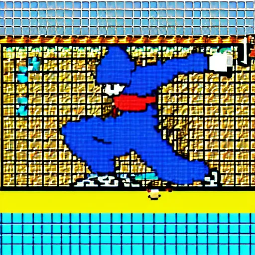 Prompt: 16bit ninja with blue suit, snes style