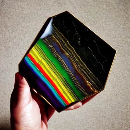 Prompt: tilt shift colossal intricate reflection refraction marble gold obsidian preraffaellite portrait photography slice cut prismatic rainbow