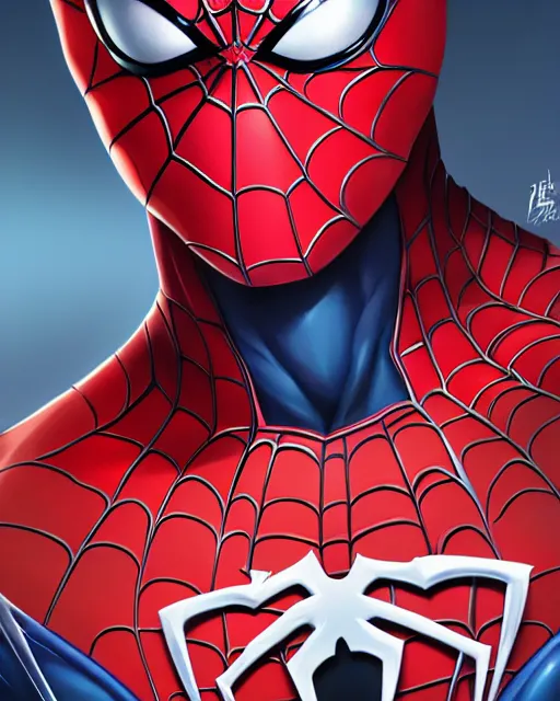 Image similar to anime portrait of Spiderman by Stanley Artgerm Lau, WLOP, Rossdraws, James Jean, Andrei Riabovitchev, Marc Simonetti, and Sakimichan, trending on artstation