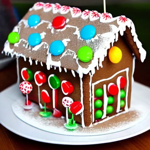 Prompt: gingerbread house with candy
