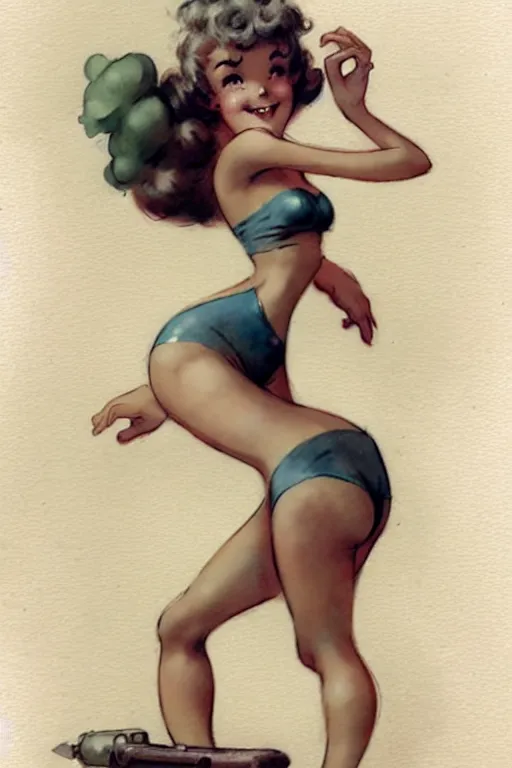 Image similar to (((((1950s adventure bikini girl character illustration. muted colors.))))) by Jean-Baptiste Monge !!!!!!!!!!!!!!!!!!!!!!!!!!!
