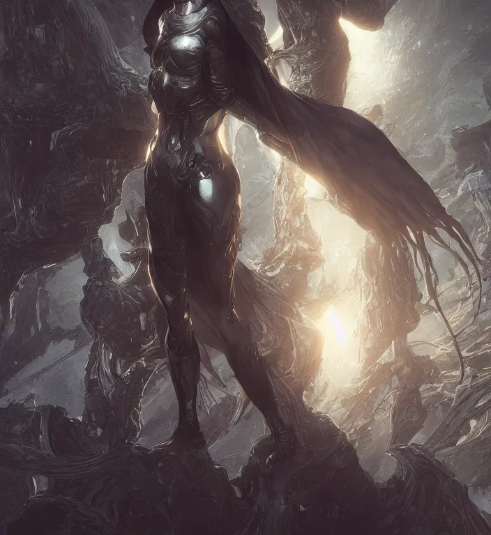 Image similar to female moon knight, hyper detailed, dynamic background, digital art, trending in artstation, cinematic lighting, studio quality, smooth render, unreal engine 5 rendered, octane rendered, art style by klimt and nixeu and ian sprigger and wlop and krenz cushart