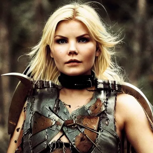 Image similar to elisha cuthbert as a warrior in a dystopian future