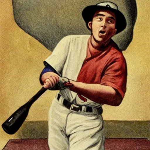 Image similar to An angry baseball player destroying the Hope Diamond with her baseball bat