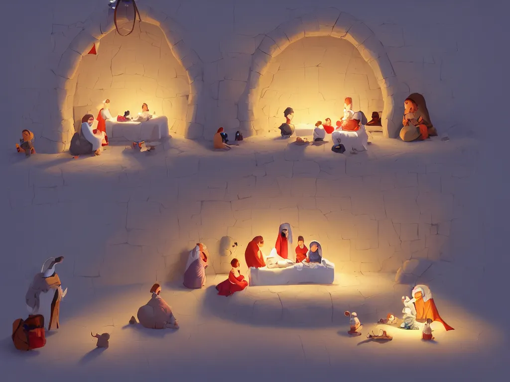 Prompt: the nativity, by goro fujita, trending on artstation, 8k, highly detailed, digital graphic art