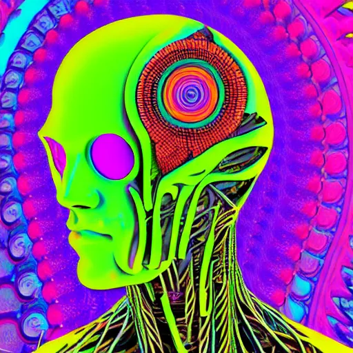 Prompt: psychedelic organic cyborg by scott davidson