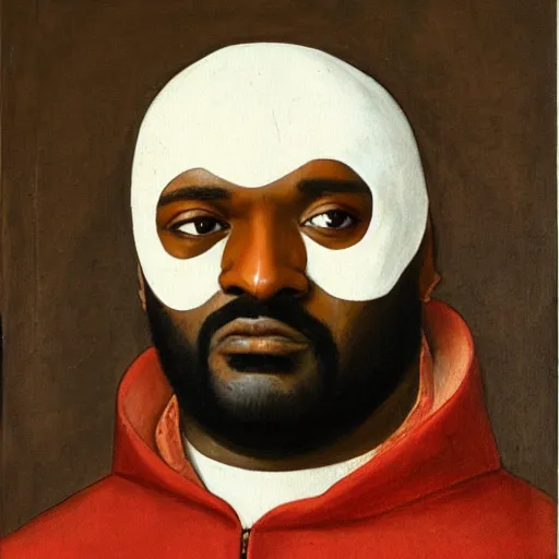 Image similar to a renaissance style portrait painting of Ghostface