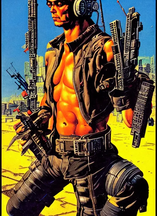 Image similar to cyberpunk mercenary. portrait by clyde caldwell and jean giraud and anton otto fischer and john philip falter and will eisner and gil elvgren