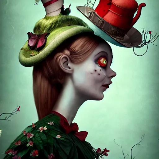 Image similar to portrait of alice in wonderland, by ray caesar and vincent callebaut and sandra chevrier, trending on artstation hq, deviantart, pinterest, 4 k uhd image